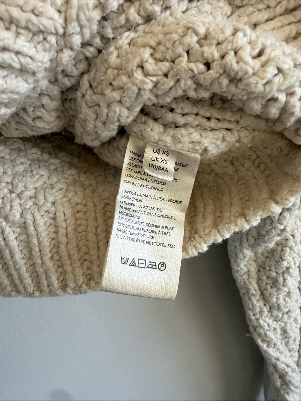 Free People Bonfire Cable Knit Cardi Cream Chunky Cardigan Natural Fiber Cotton - Picture 9 of 11